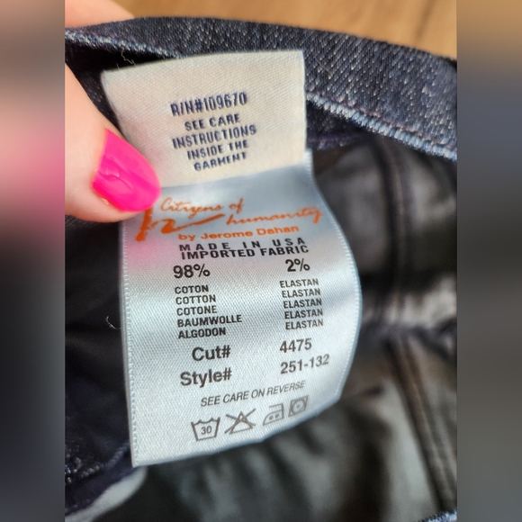 Citizens of Humanity Stretch High Rise  Wide Leg Dark Denim Jeans - Picture 9 of 11